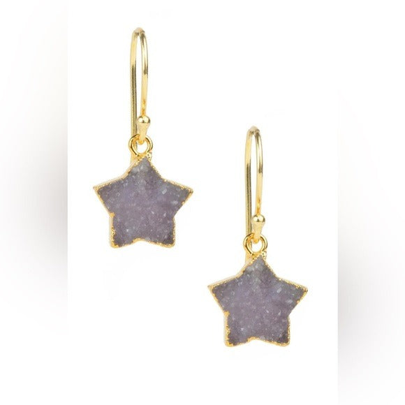 SAACHI Anthropologie -Star Charm Drop Druzy Earrings