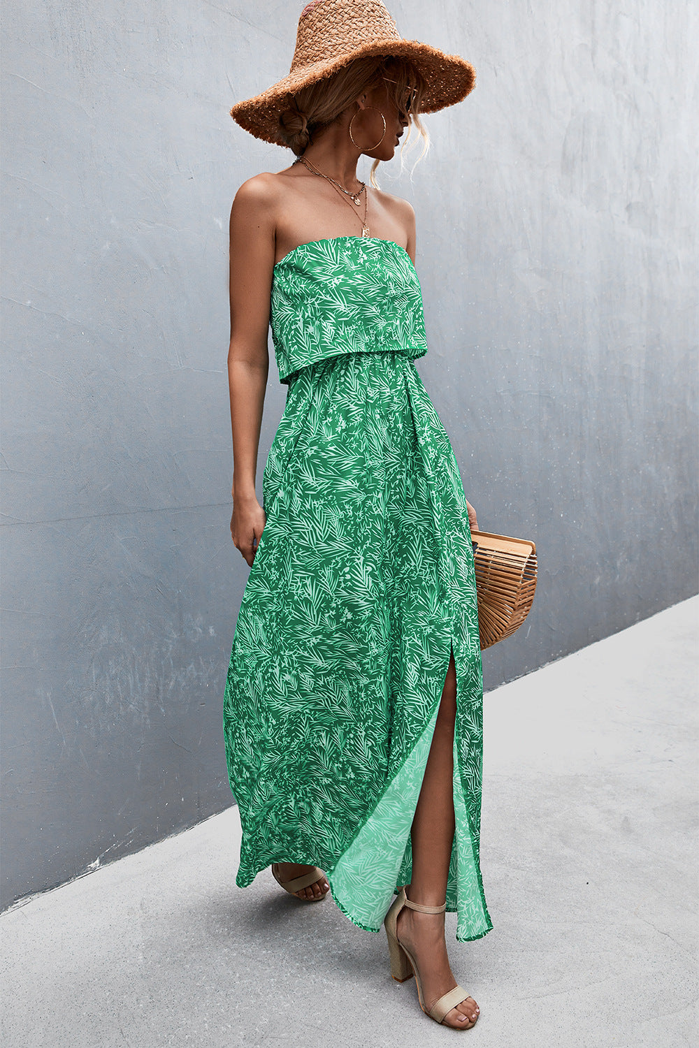 Strapless Split Maxi Dress