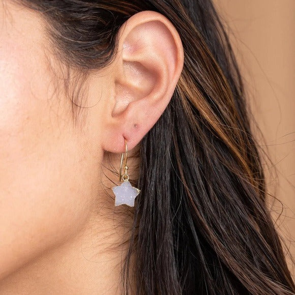 SAACHI Anthropologie -Star Charm Drop Druzy Earrings