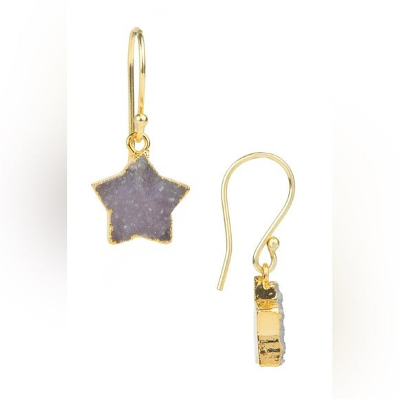 SAACHI Anthropologie -Star Charm Drop Druzy Earrings