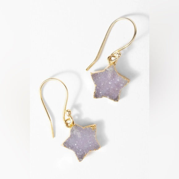 SAACHI Anthropologie -Star Charm Drop Druzy Earrings